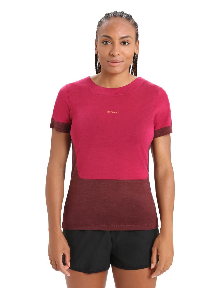 T Shirts Icebreaker ZoneKnit™ Merino Corta Sleeve Slit Back Femme Rose | FR 1602MQZA